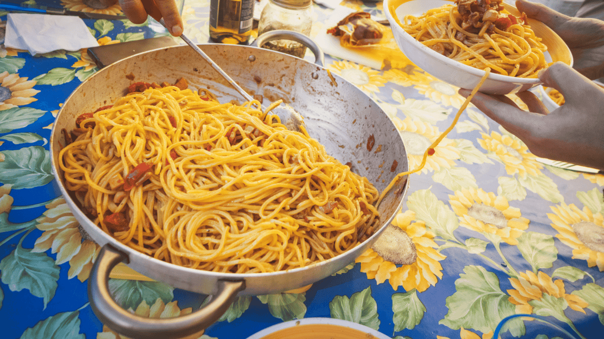 Spaghetti alla chitarra With Pork and Lamb Ragù Sauce