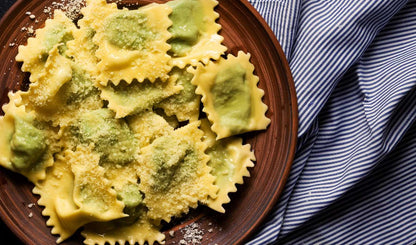 vegan pea ravioli