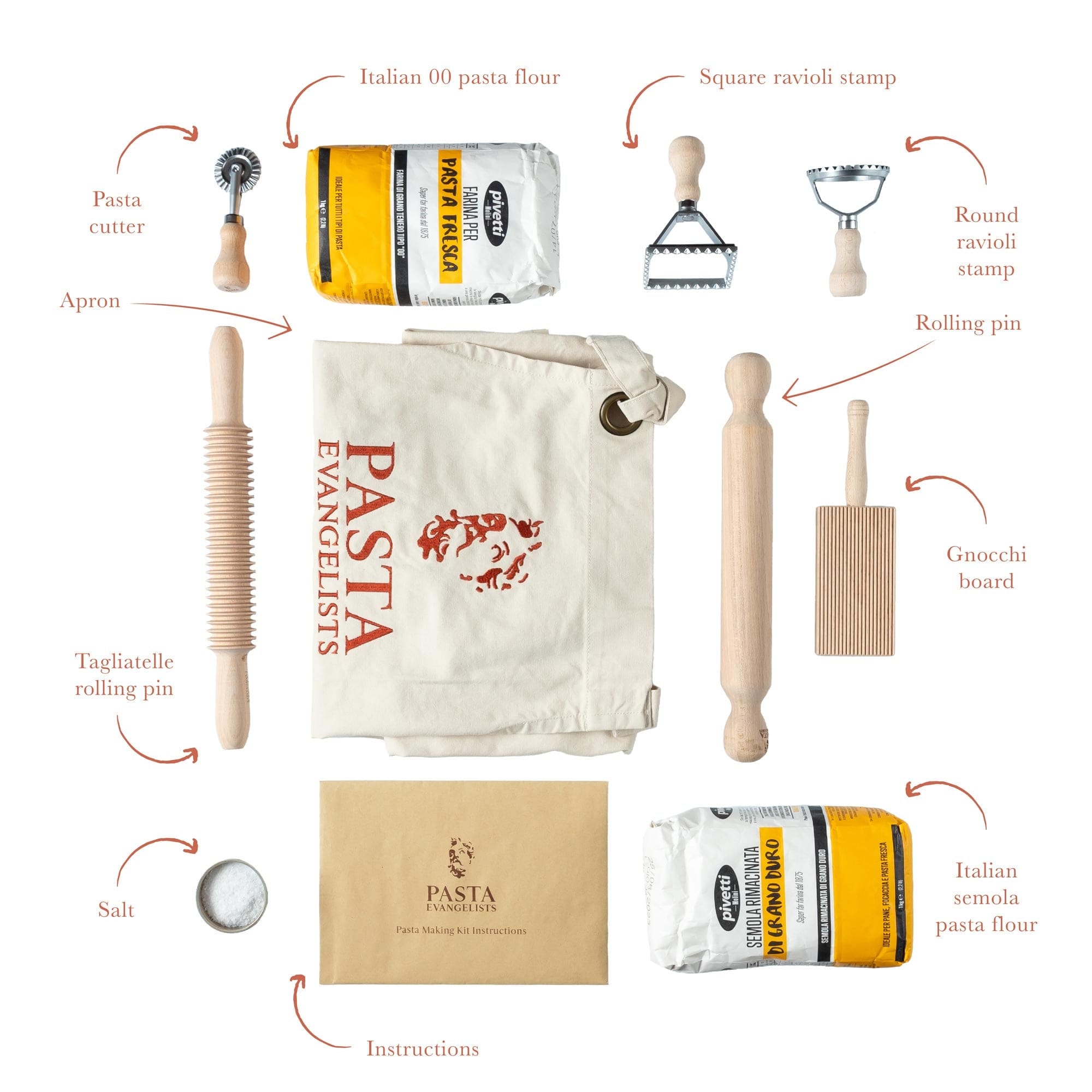 Buy Pasta Making Kit - Pasta Evangelists - Expert Pasta Maker - Fresh  Italian Artisan Pasta - 10 Piece Set - 00 Flour and Instructions Included -  Beechwood Pasta Roller and Tools - Authentic Ingredients Online at  desertcartIreland