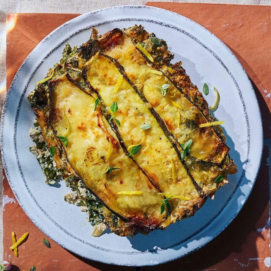 Baked Zucchini, Kale Spinach with Ricotta and Lemon Zest – Pasta